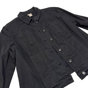 Chico’s Plus Size Petite Black Denim Jacket Women’s 3P Petite Plus Snap Front